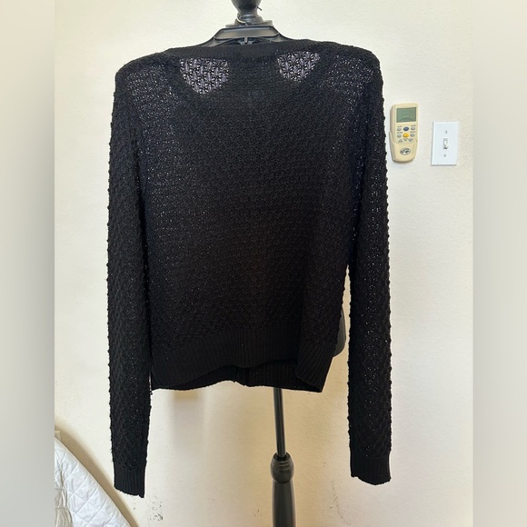 BCBGMaxAzria Crew Neck Long Sleeve Button Front Cardigan with Gold Accents. Sz L - Picture 8 of 12